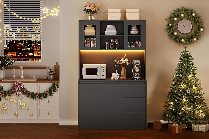 Garvee Kitchen Pantry Cabinet, Kitchen Storage Hutch - Image 7