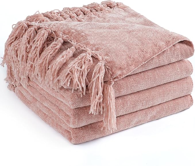 Chenille Throw Blanket for Couch 60"X 80" Twin, Soft Cozy Throws by LONGCREATE