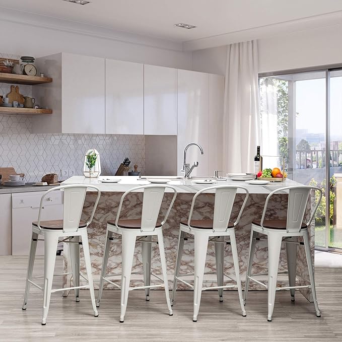 Yongqiang Metal Bar Stools Set of 4 Kitchen Island Counter Height Bar Stools - Image 8