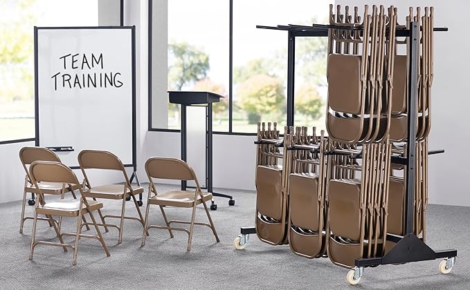 Safco 2 Tier Folding Chair Cart, Heavy Duty Powder Coated Storage Cart - Image 2