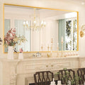 Keonjinn Large Gold Bathroom Mirror 72" x 36", Brushed Gold Rectangular Mirror by Keonjinn