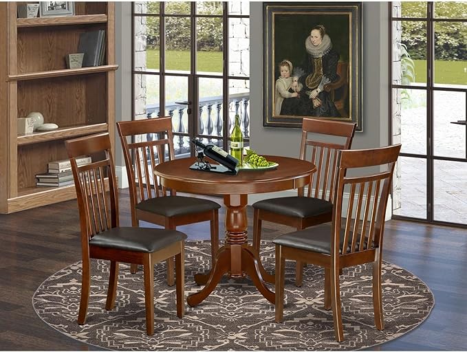 East West Furniture ANCA5-MAH-LC 5 Piece Dining Table Set - Image 2