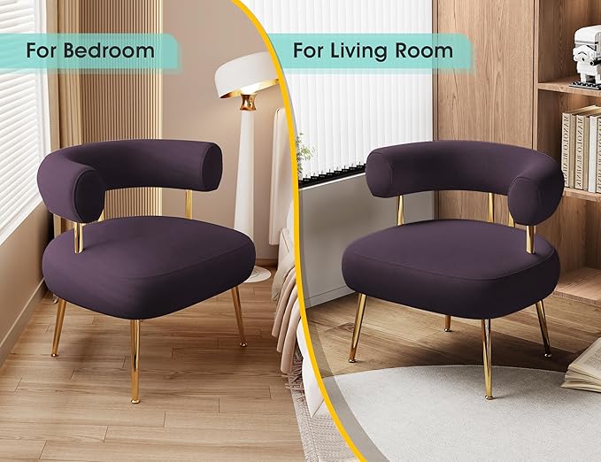 Modern Accent Chair, Round Upholstered Barrel Armchair - Image 4