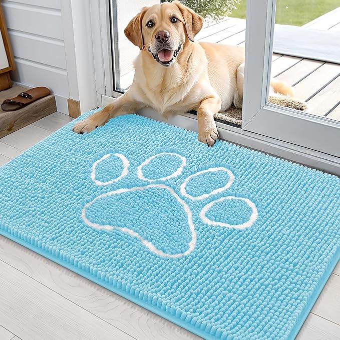 OLANLY Door Mat for Muddy Dog Paws 36x24, Ultra Absorbent Chenille Mud Doormat by OLANLY