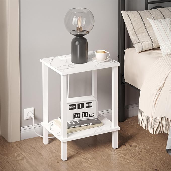TUTOTAK End Table with Charging Station, Small Side Table, Nightstand Bedside - Image 2