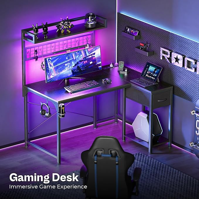 PRAISUN L Shaped Gaming Desk - Image 9