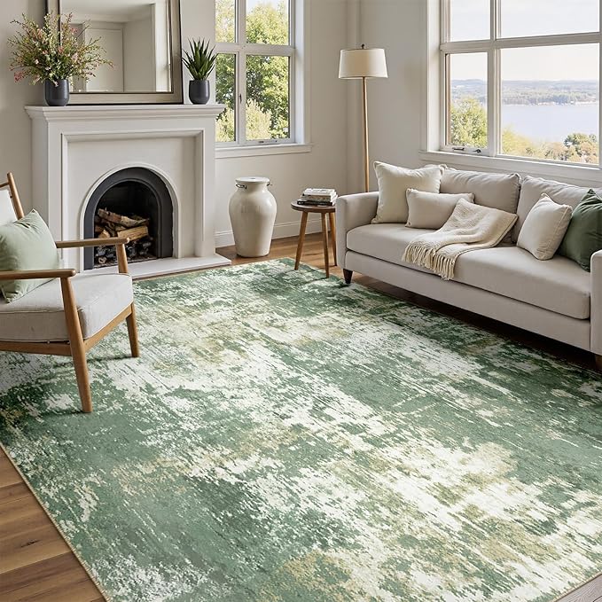 Washable Area Rugs 8'x10' Non-Slip Modern Abstract Soft - Image 2