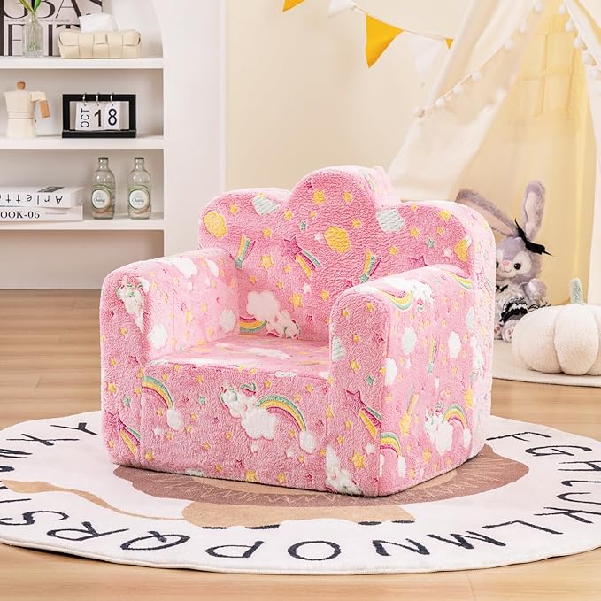 Tiita Kids Couch Plush Toddler Chair, Cloud-Like Glow in The Dark Kids Sofa - Image 8
