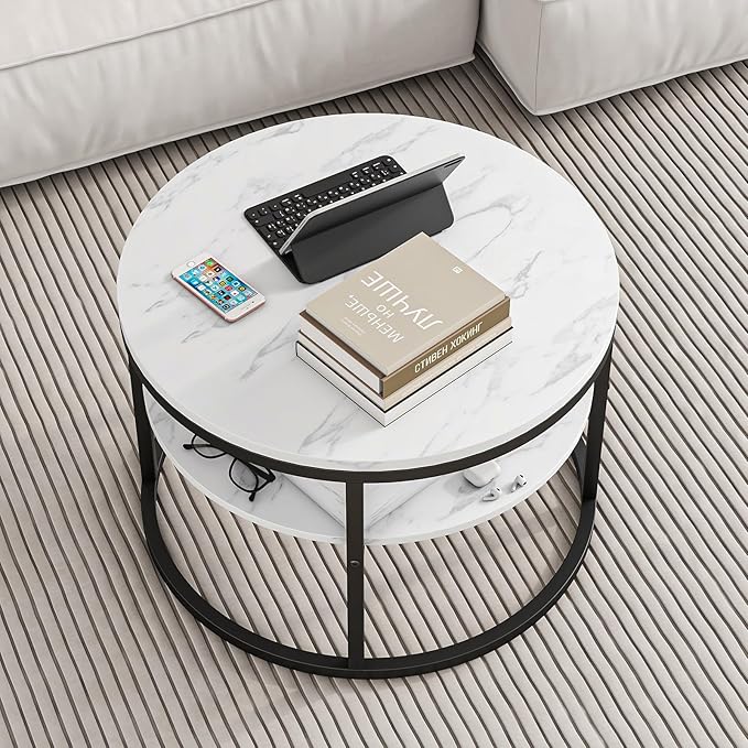 Round Coffee Table with Storage, Lift Top Coffee Table with Hidden Compartment - Image 4