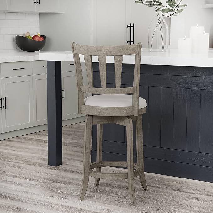 Hillsdale Presque Isle 26" Wood Swivel Counter Height Stool, Aged Gray - Image 8
