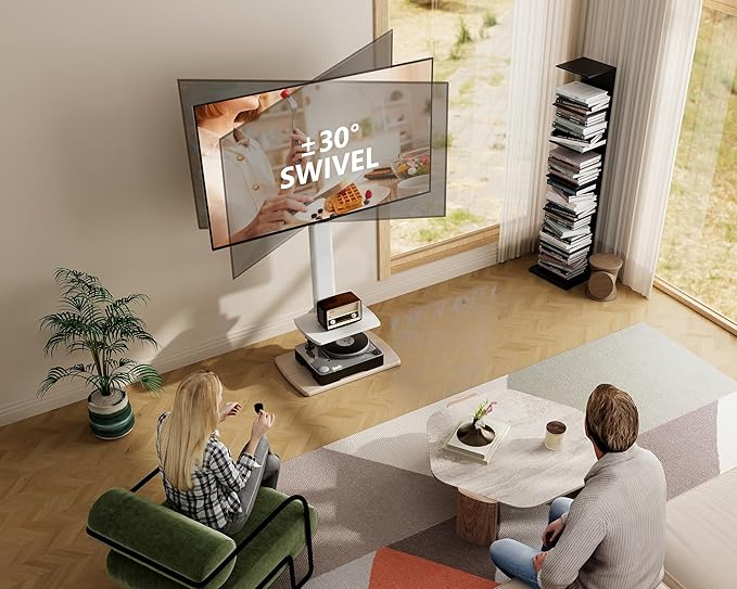 FITUEYES Floor TV Stand Tall for Living Room, Corner TV Stands for TVs up to 70 - Image 3
