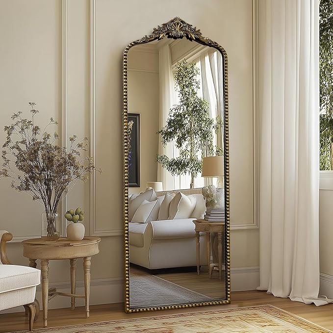 G-LEAF Vintage Baroque Full Length Floor Mirror 22"X65", Victorian Antique - Image 3