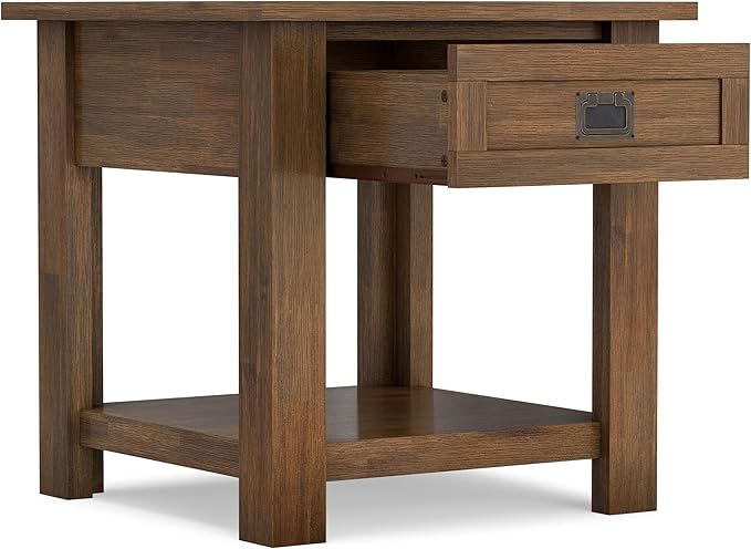 SIMPLIHOME Monroe SOLID ACACIA WOOD 22 inch Wide Square Rustic End Table in - Image 4