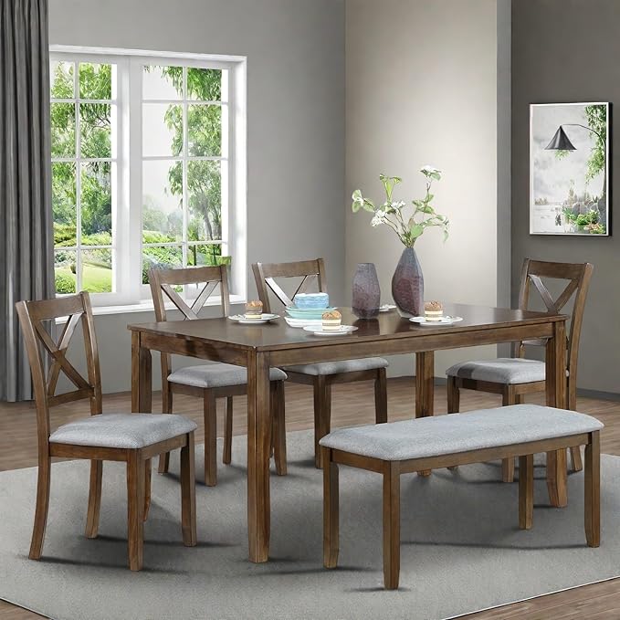 6-Piece Dining Table Set for 4-6 People, Kitchen Set by Outdoorchairs