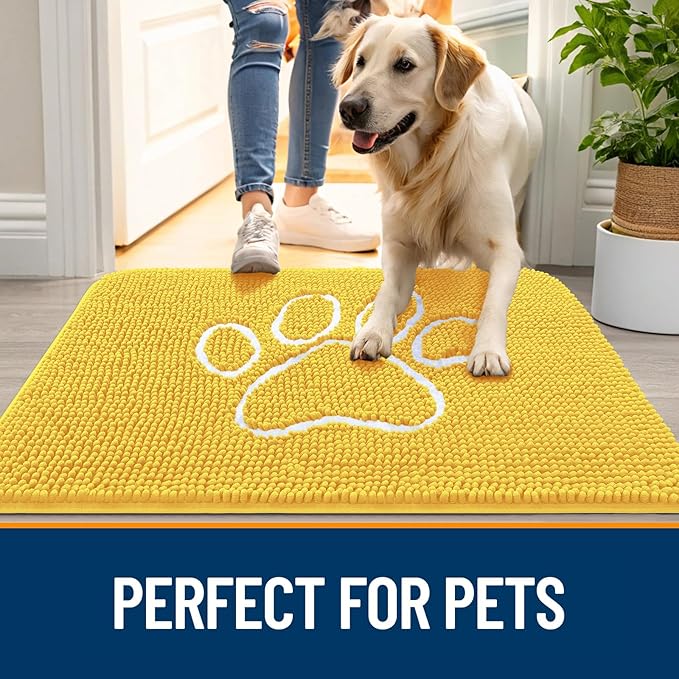 OLANLY Door Mat for Muddy Dog Paws 36x24, Ultra Absorbent Chenille Mud Doormat - Image 6