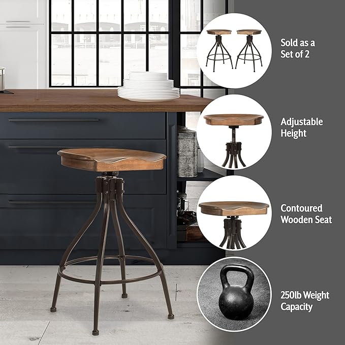 Hillsdale Worland Backless Metal Adjustable Height Stool - Image 4