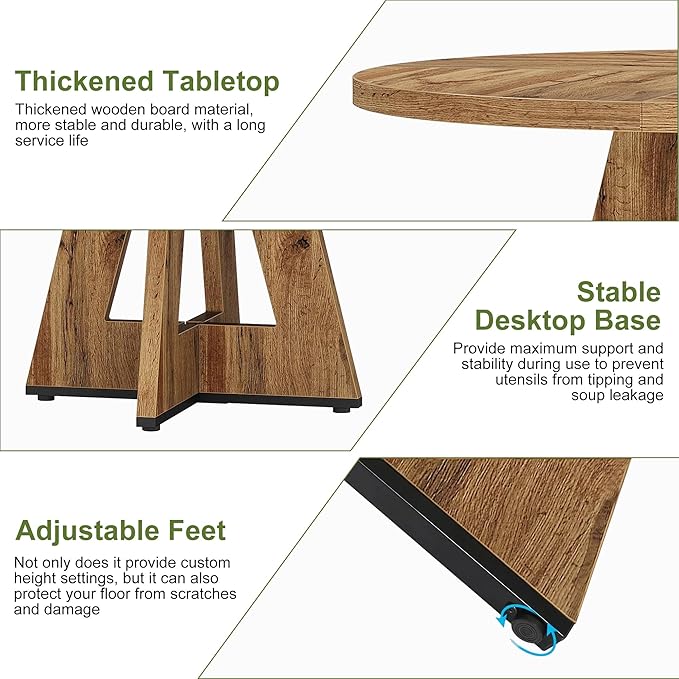 NicBex 47 Inch Round Dining Table, Wooden Dinner Table - Image 4