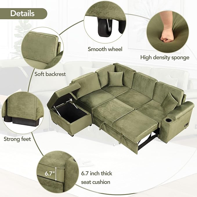 Ball & Cast Sleeper Sofa Bed L Shaped Couch - Image 4