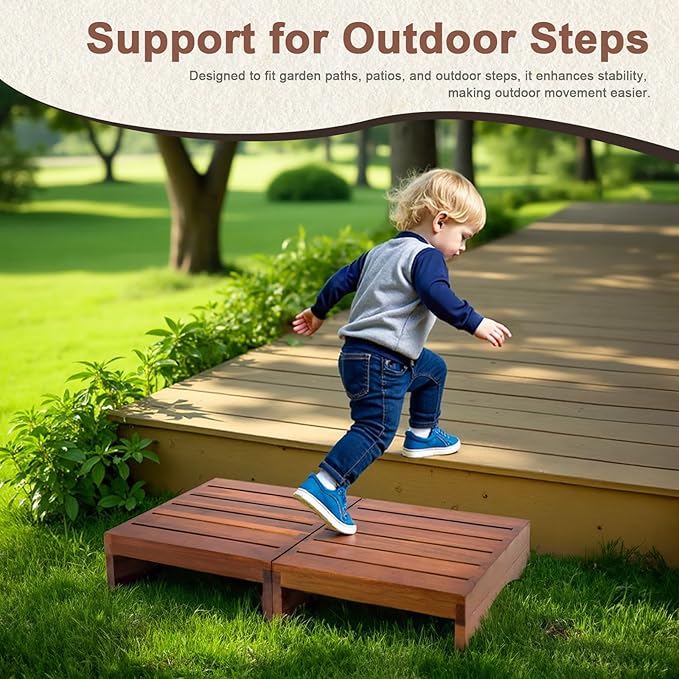 Wood Platform Step Stool, 23.6" Durable Mobility Stepping and Stair Assist - Image 5