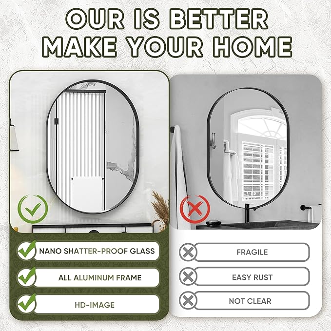 Suidia 22" x 30" Bathroom Mirror, Bathroom Vanity Mirror Metal Framed, - Image 3