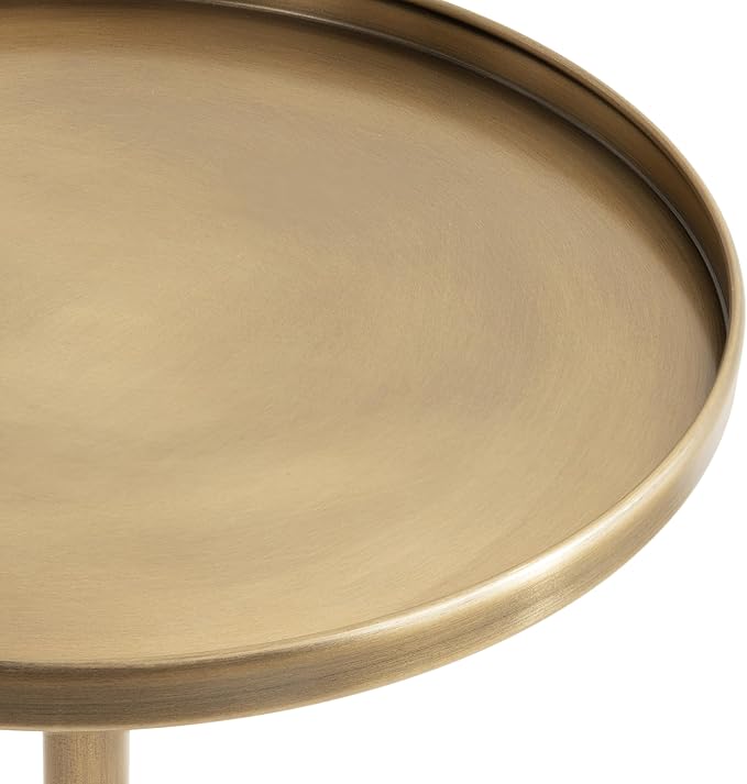 Kate and Laurel Tira Elegant Round Side Table, 14 x 24, Brass and Walnut Brown - Image 6