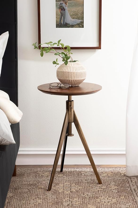 Kate and Laurel Keres Mid-Century Adjustable-Height Round Pedestal Side Table - Image 4