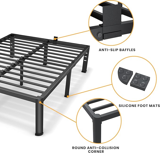16 Inch King Size Metal Platform Bed Frame - Image 4
