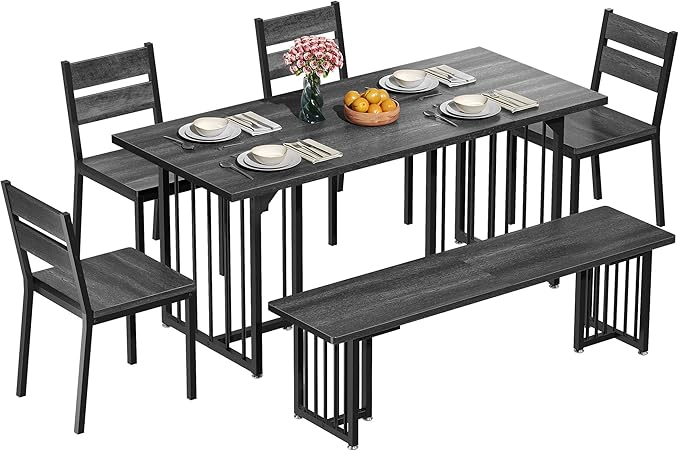 DWVO 63 Inch Dining Table Set for 6-8 People 6-Piece Large Kitchen Table Set - Image 7