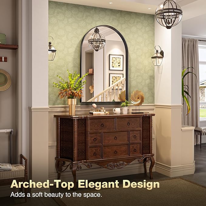 Brightify Arched Mirror, Arched Wall Mirror, 20 x 30 Inch Black Arch Mirror - Image 5