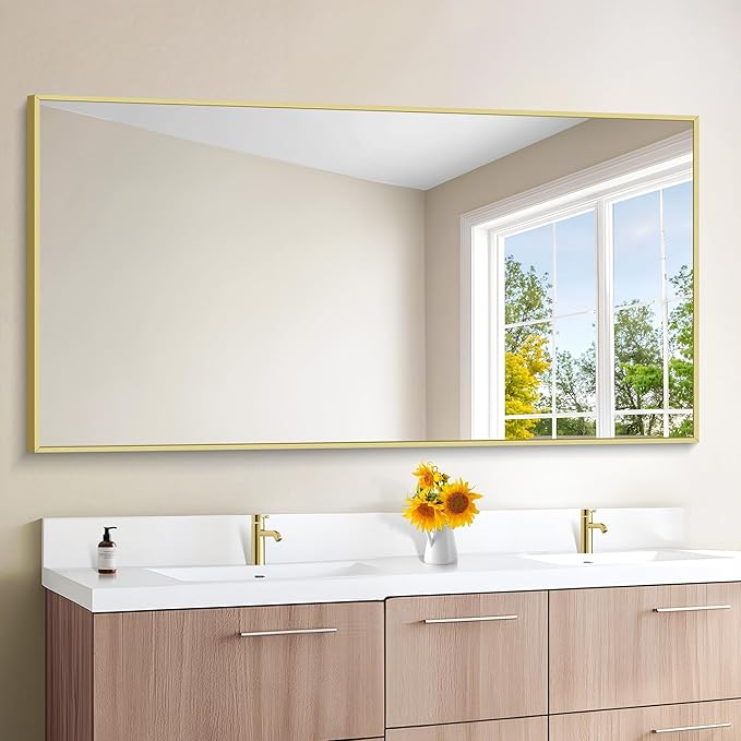 KOCUUY Large Gold Bathroom Mirror, 60x30 inch Rectangular Mirror - Image 6