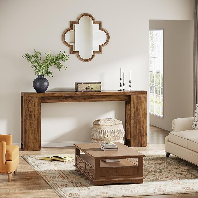 Tribesigns 70.9-Inch Extra Long Console Table, Farmhouse Wood Sofa Table Behind - Image 3