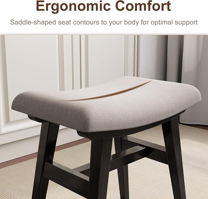 Solid Wood Small Vanity Stool, Compact Makeup Chair - Image 4