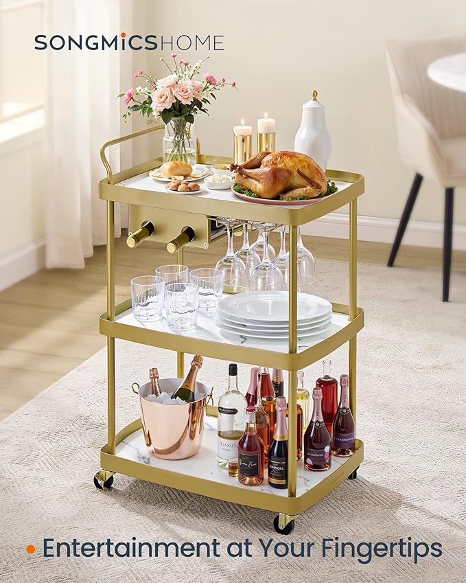 SONGMICS HOME Bar Cart, Home Bar Serving Cart - Image 2