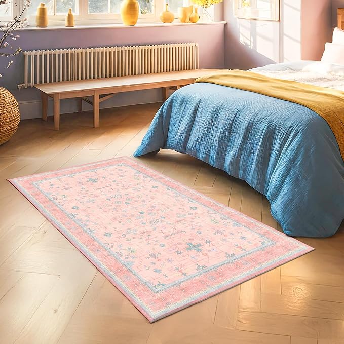 Washable Pink Nursery Rug, 3x5 Area Rugs - Image 8