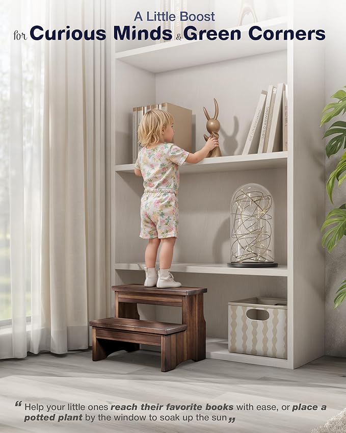 Wooden Two Step Stool, Heavy Duty 2-Step Ladder - Image 8