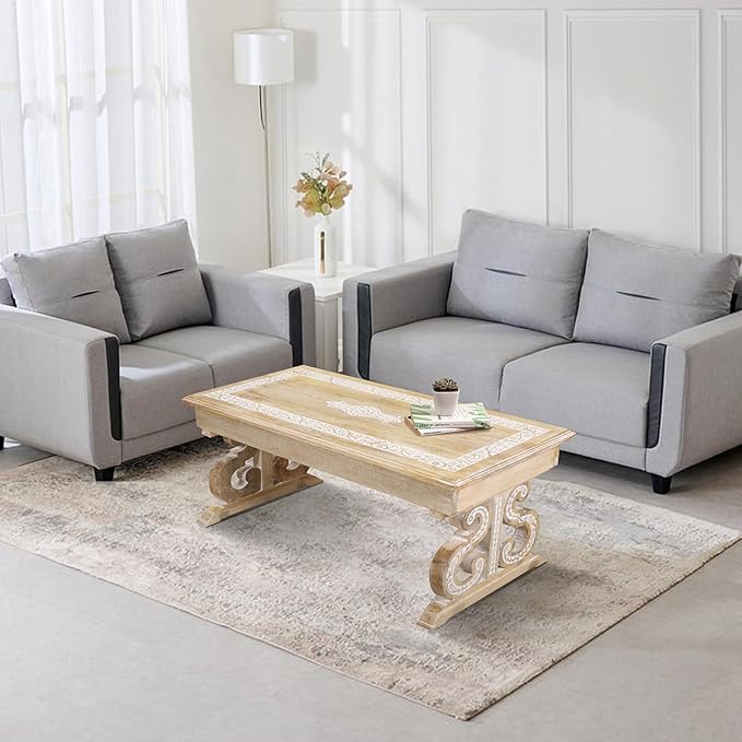 Lightnpro Mango Wood Rectangular Coffee Table - Image 4