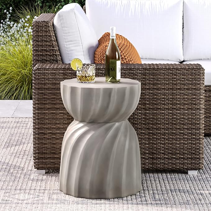 COSIEST Outdoor Side Table, Concrete Accent Side Table, Patio Side Tables End - Image 5