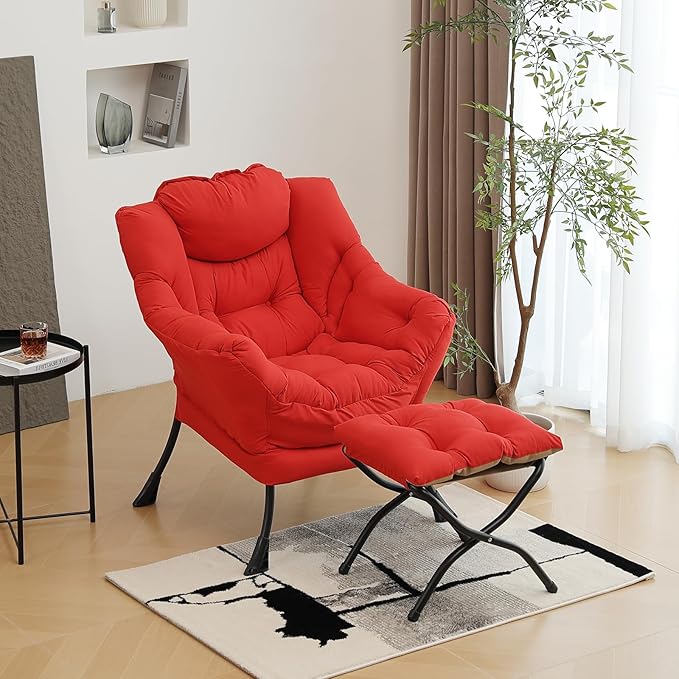 Modern Lazy Chair with Folding Footrest, Lounge Accent & Comfortable Reading - Image 6