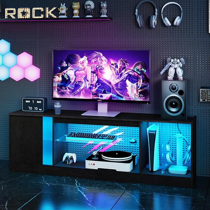 TV Stand with Power Outlets to 63 65 70inch TV, Modern Entertainment Center - Image 7