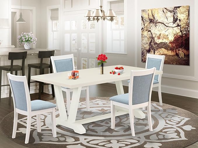 East West Furniture V027MZ015-5 5 Piece Kitchen Table & Chairs Set Includes a - Image 2
