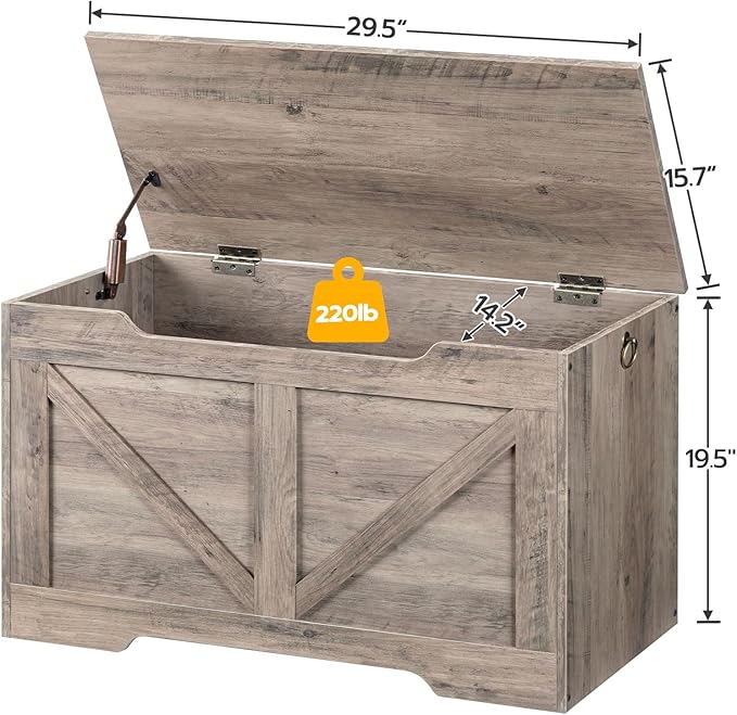 HOOBRO Storage Bench, 29.5” Retro Wooden Storage Chest - Image 7