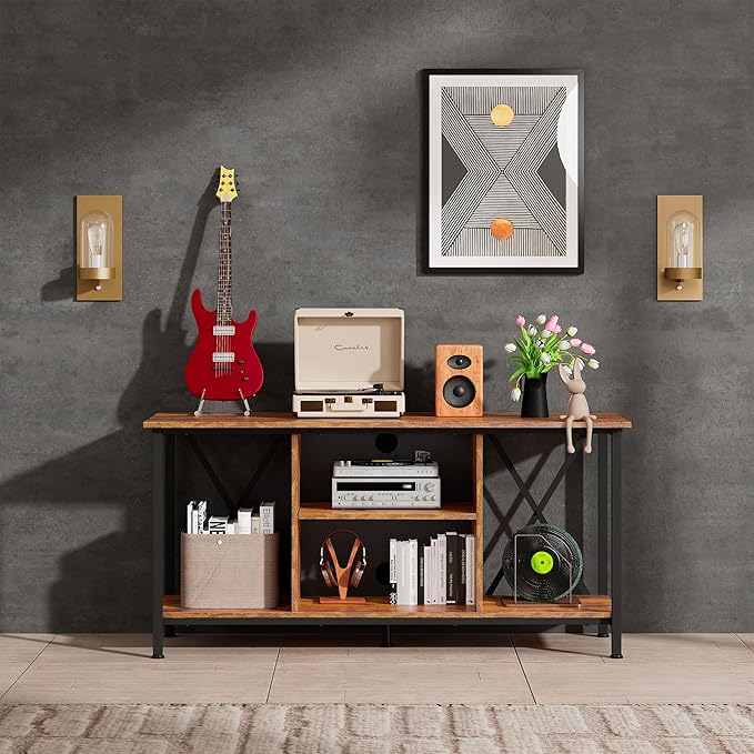 WLIVE TV Stand up to 45 Inch TV, Rustic Brown - Image 7