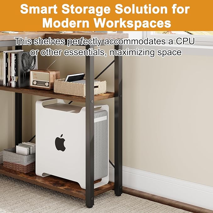 L Shaped Computer Desk with Reversible Shelves, 47 Inch Small Corner Desk with - Image 5