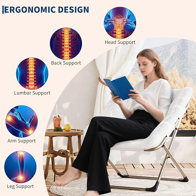 Comfy Chair for Adults, Foldable Living Room Chairs, Soft Faux Fur Folding - Image 4