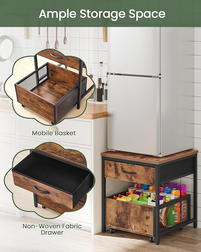 End Table, 19.7 Inch Square Side Table, Mini Fridge Stand - Image 4