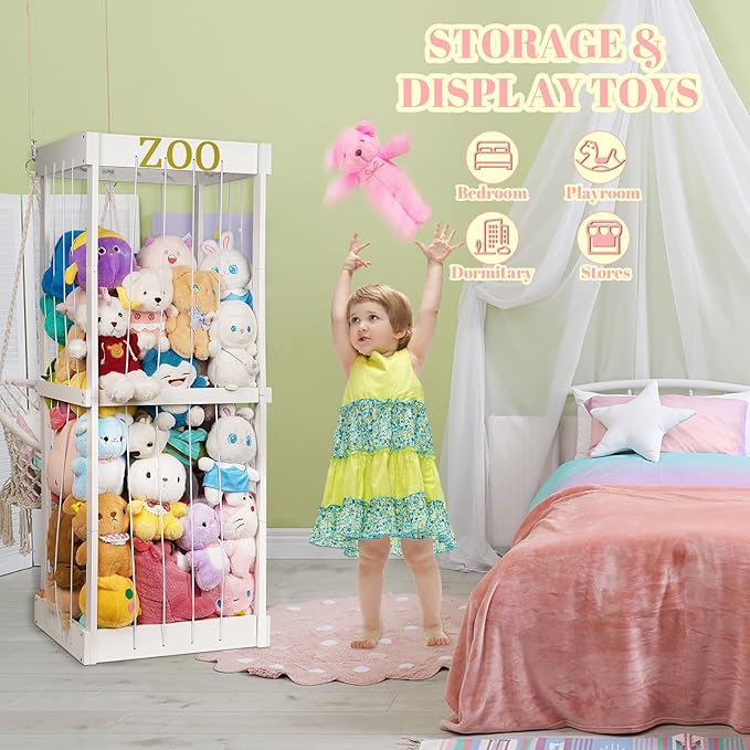 Trycooling Stuffed Animal Zoo Stuffed Animal Storage Wood Plushie Storage - Image 6