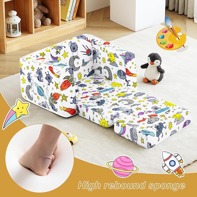 Tiita Kids Sofa Couch, Convertible Children Couch to Lounger, Toddler Comfy Sofa - Image 4