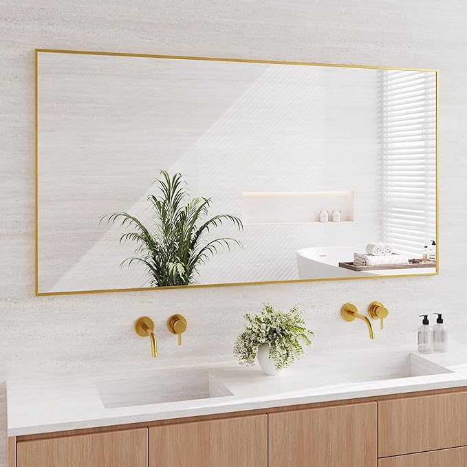 Koonmi Gold Mirrors for Wall, 30x60 Inch Bathroom Mirror, Rectangular Wall by KOONMI