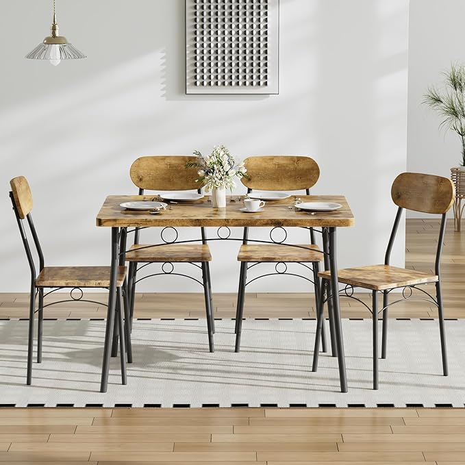 VECELO Dining Table Set for 4, 5-Piece Kitchen Table - Image 7