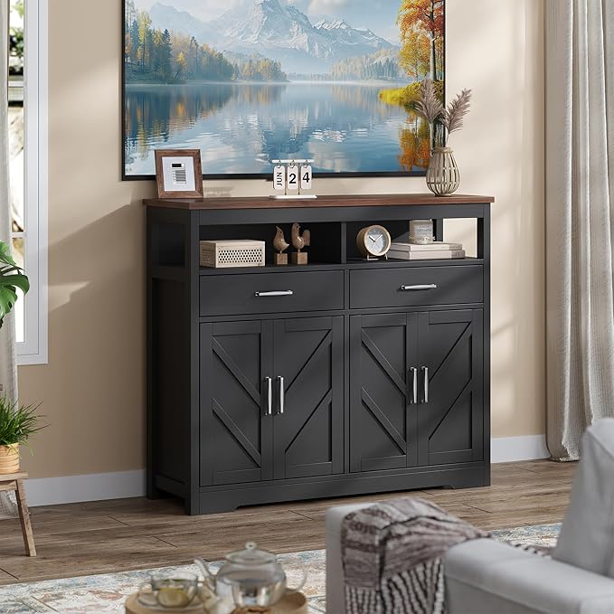 Buffet Sideboard with Storage Farmhouse with 4 Doors, Dining Room - Image 7